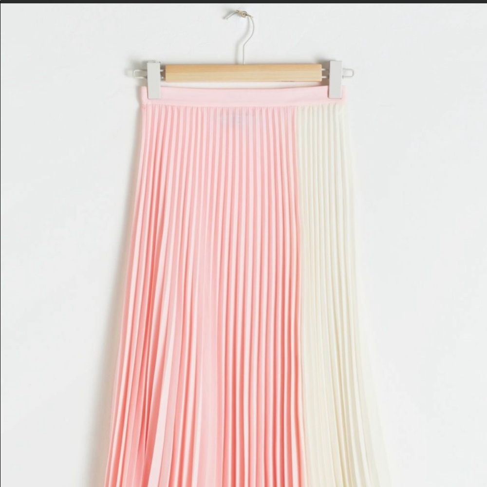& other stories two tone pleaded midi skirt